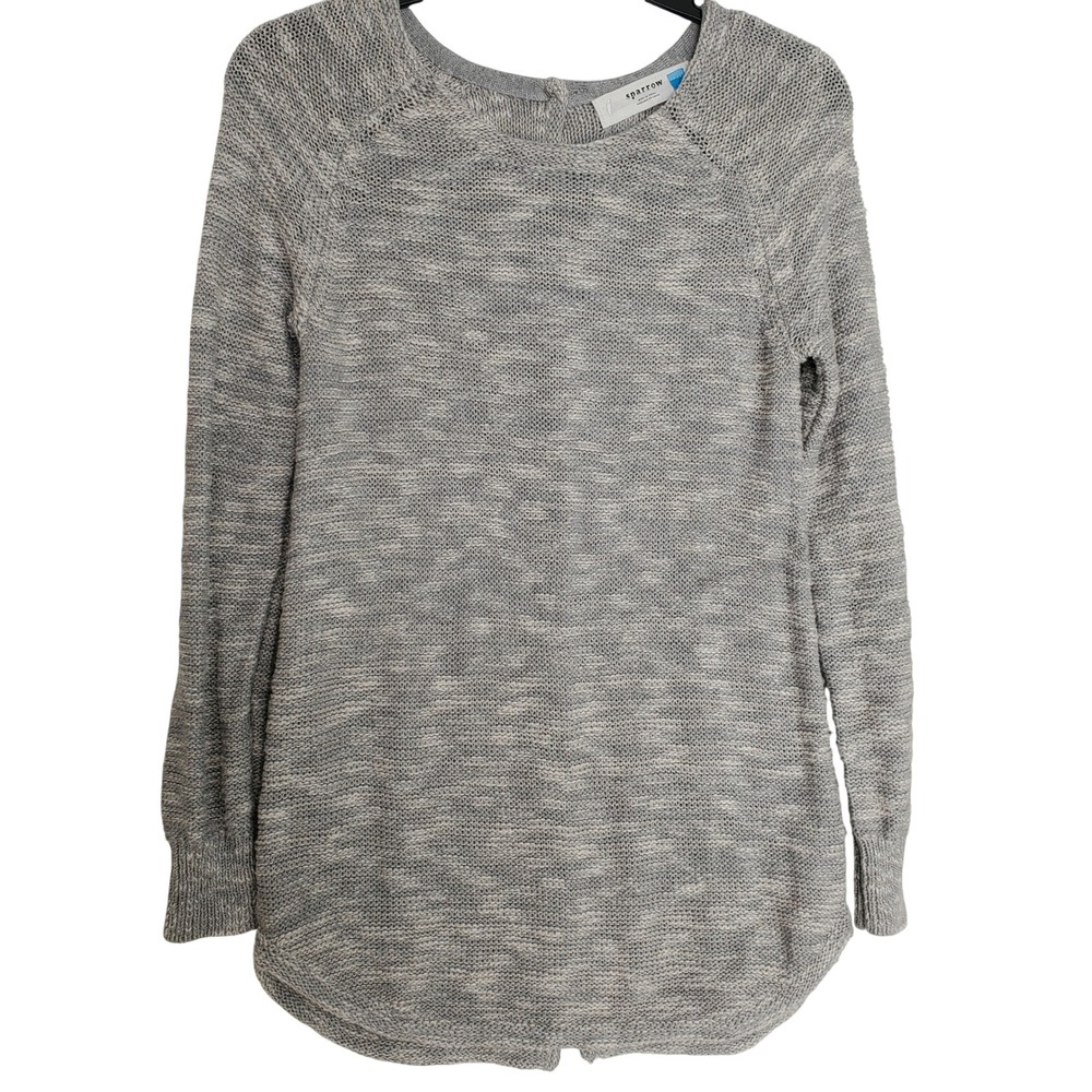 Sparrow Women's Marled‎ Cable Knit Boho Earthy Casual Sweater Button Detail XS